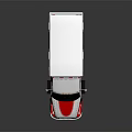 Modern Red And White Ambulance With Blue Medical Symbol And Emergency Lights