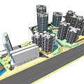 Modern High Rise Residential Buildings With Balconies Green Spaces And Road