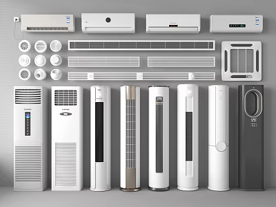 Various Styles of Air Conditioners and Fans with Modern Design for Home Cooling 3d model