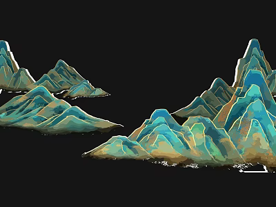 Blue Green Gradient Mountain Shaped Pendant Light For Contemporary Home Decor 3d model