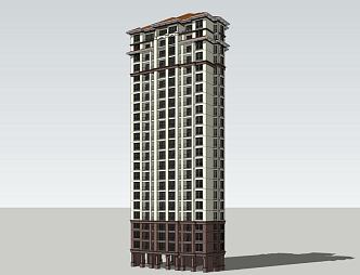 Spanish-style high-rise residential 3d model