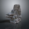 Wooden And Stone Crafted Chair With Natural Texture And Artistic Design Elements
