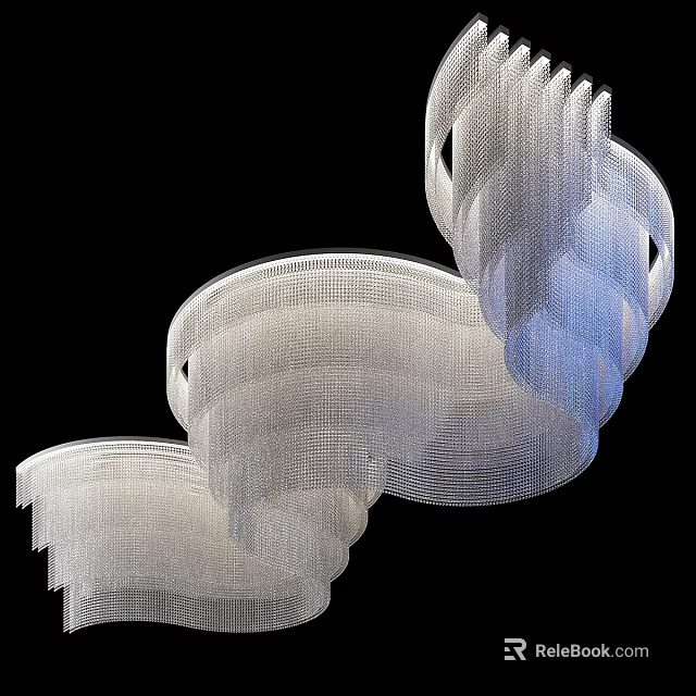 Modern Layered Circular Mesh Chandelier for Elegant Interior Lighting Design 3d model