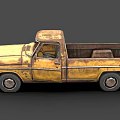 Vintage Yellow Rusty Truck With Weathered Body And Classic Design