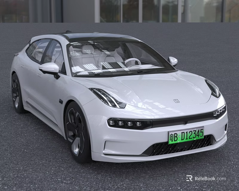 Modern White Electric Car Featuring Sleek Exterior Stylish Headlights And Alloy Wheels 3d model 