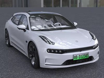 Modern White Electric Car Featuring Sleek Exterior Stylish Headlights And Alloy Wheels 3d model