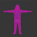 Futuristic Skeleton Masked Character In Blue Hoodie With Glowing Lines And Outstretched Arms
