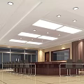 Modern Conference Room Interior With Large Table Multiple Chairs Ceiling Lights And Curtains 3d model