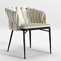 Stylish Beige Upholstered Dining Chair With Tufted Backrest And Black Metal Legs