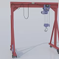 Mobile Industrial Gantry Crane with Red Frame and Electric Hoist
