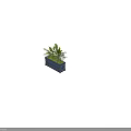 Blue Garden Planter With Diamond Pattern And Various Green Plants Including Large Leaves And Ferns