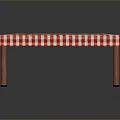 Dining Table with Red and White Checkered Tablecloth and Wooden Legs