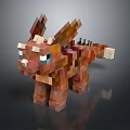 Minecraft Style Pixelated Blocky Dragon Game Character With Brown Orange Colors And Glowing Blue Eyes