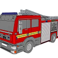 Red Fire Truck Functional Emergency Vehicle With Blue Lights Yellow Stripes Ladder And Equipment