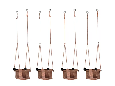 Set of Four Brown Woven Hanging Planters with Rope Hangers for Indoor Outdoor Plants 3d model
