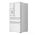 Modern Stainless Steel Refrigerator with Ice and Water Dispenser and Bottom Freezer Drawers