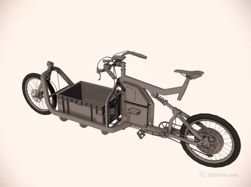 Utility Cargo Tricycle With Metal Frame Cargo Box And Spring Suspension 3d model 