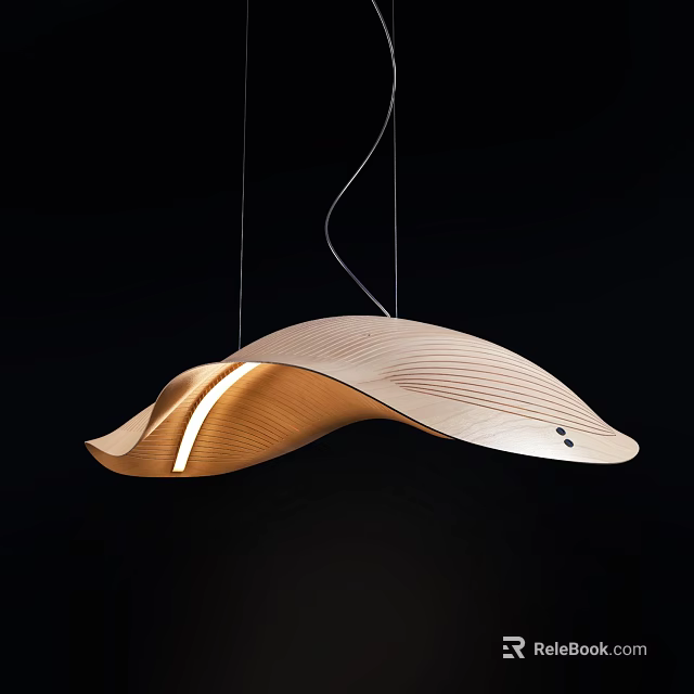 Modern Curved Wooden Pendant Light Design With Elegant Illumination And Sleek Shape 3d model 