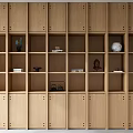 Light Wood Bookcase With Multiple Open Shelves Holding Decorative Vases And Books