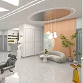 Modern Beauty and Hair Salon Interior with Comfortable Seats Lockers Mirrors Plants and Lighting