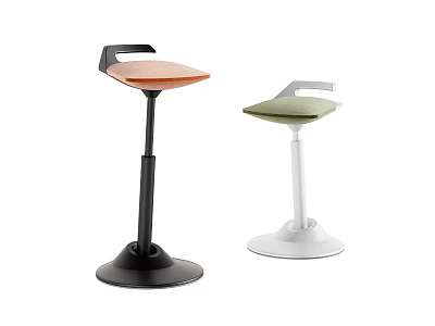 Modern Design Bar Stools With Orange Green Upholstered Seat And Black White Stable Base 3d model