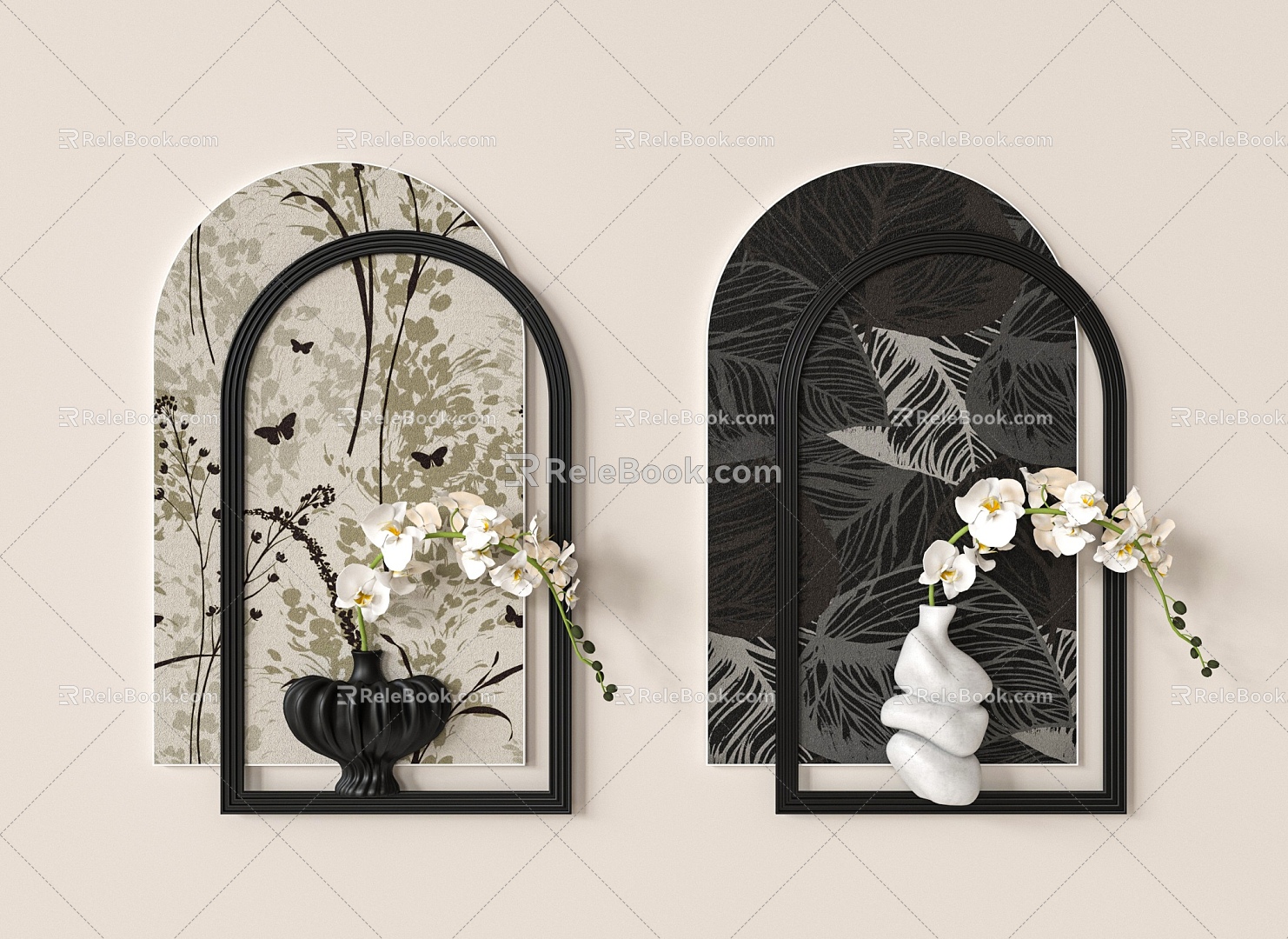 medieval flower arrangement wall decoration 3d model