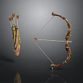 Traditional Bow and Arrow Weapon Set with Decorative Quiver and Feathered Arrows
