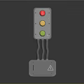 Industrial Control Panel With Red Yellow Green Buttons Warning Triangle Base And Wires