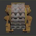 Yellow Industrial Mechanical Crawler Vehicle With Rusty Gears And Tracks