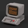 Vintage Desktop Computer Featuring CRT Monitor Orange Text Display and Keyboard