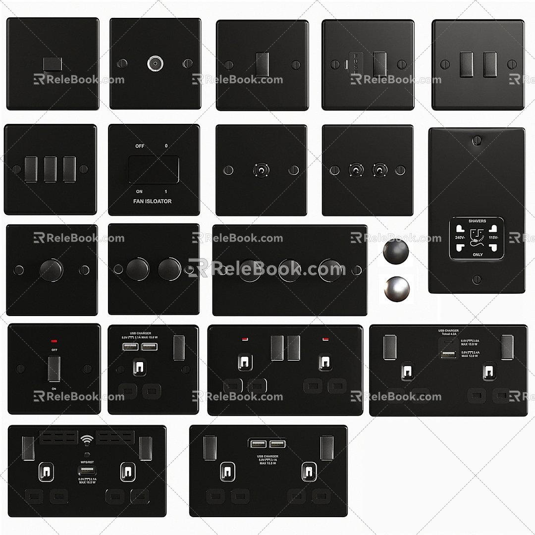 Modern Switch Switch Socket Hardware Socket Panel Smart Switch Smart Socket USB Panel 3d model