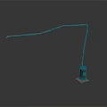 Black Metal Curved Long Slender Arm Bracket With Support Structure And Square Base