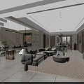 Modern Open Living Dining Room Interior With Sofa Coffee Table Rug And Chandelier