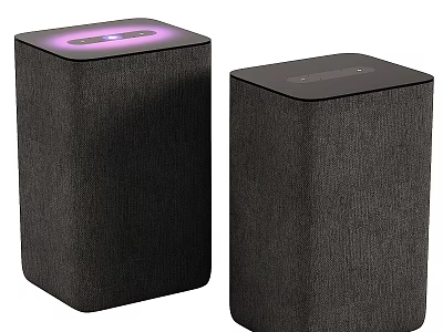 Two Modern Black Fabric Wireless Speakers With Illuminated Top And Premium Sound Quality 3d model