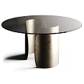 Round Black Glass Top Dining Table With Silver Modern Metal Base Design 3d model
