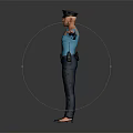 Policeman In Blue Uniform And Hat Standing With Arms Outstretched 3d model
