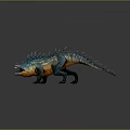 Spiked Creature Character In Walking Stance With Teal And Orange Scales 3D Render