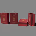 Red Gift Bags and Box with Golden Text for Festive Celebrations