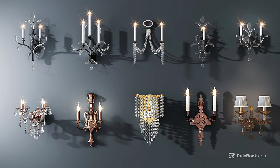 Crystal Chandeliers With Various Designs Metal Frames And Crystal Pendants 3d model 