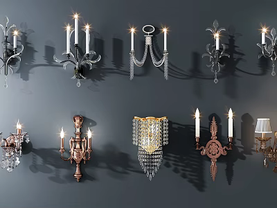 Crystal Chandeliers With Various Designs Metal Frames And Crystal Pendants 3d model