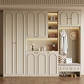 Elegant Modern Shoe Cabinet Interior With Storage Space And Decorative Items 3d model