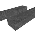 Two Long Rectangular Gray Marble Stools With Smooth Surface For Modern Space 3d model