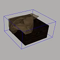 Dark Wooden Box Covered With Natural Burlap Cloth On Gray Background