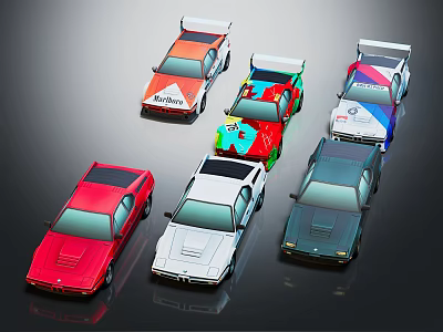 Colorful Vintage Cars Collection With Various Stylish Retro Models And Designs 3d model
