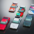 Colorful Vintage Cars Collection With Various Stylish Retro Models And Designs