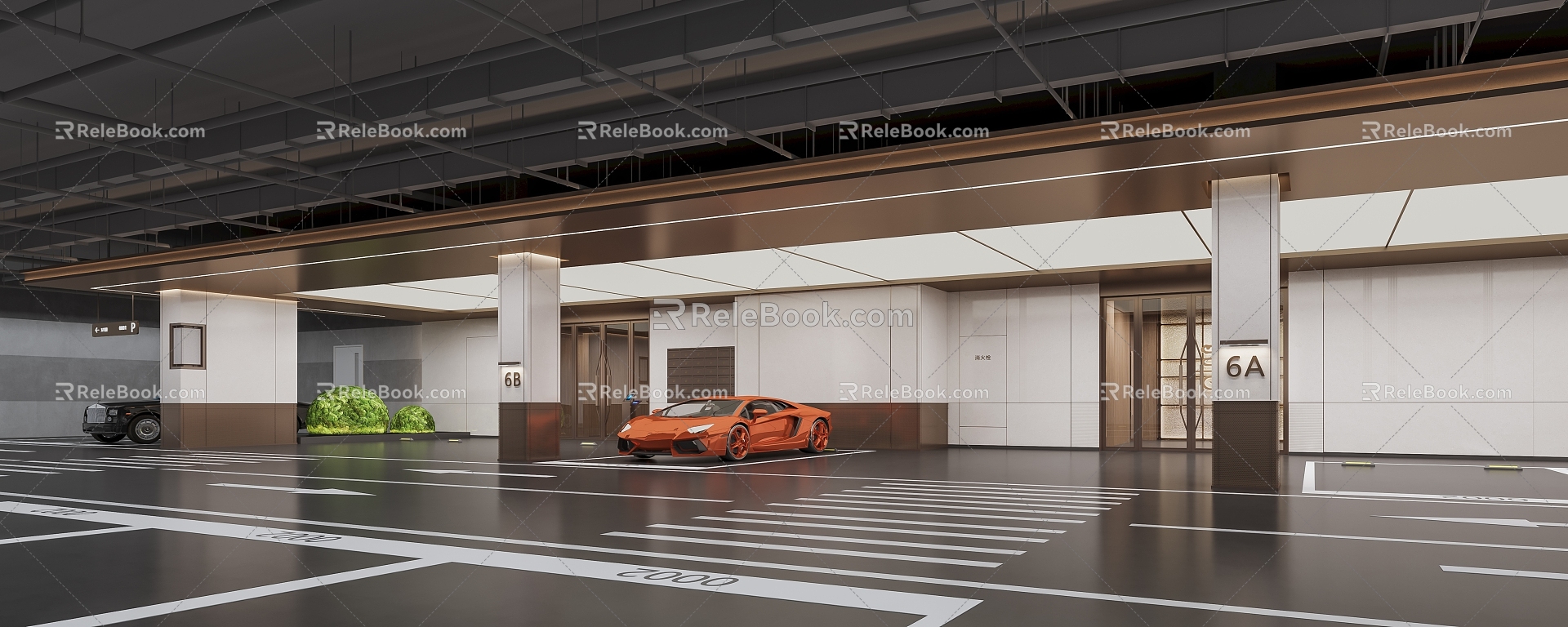 Entrance to the parking area unit 3d model