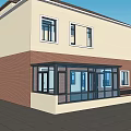 Modern Detached Villa Exterior Design With Brick Beige Walls Glass Sunroom And Sloped Roof