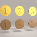 gold coin copper coin ingot gold ingot gold metal digital 123 metal material metal panel 3d model