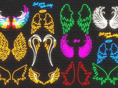 Modern Decorative Light Wings Neon 3d model