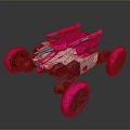 Toy Car With Pink Wheels White Body And Blue Accents Modern Design